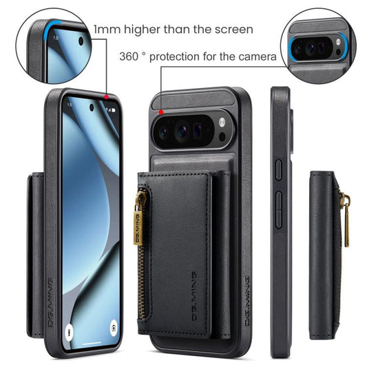 DG.MING M5 Series Zip RFID Multi Card Detachable Leather Phone Case, For Google Pixel 10 Pro XL, For Google Pixel 10 / Pixel 10 Pro, For Google Pixel 9 Pro XL, For Google Pixel 9 / 9 Pro, For Google Pixel 8 Pro, For Google Pixel 8