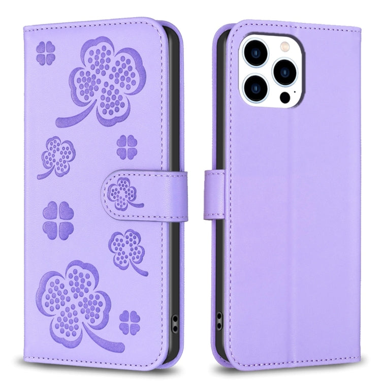 Four-leaf Embossed Leather Phone Case