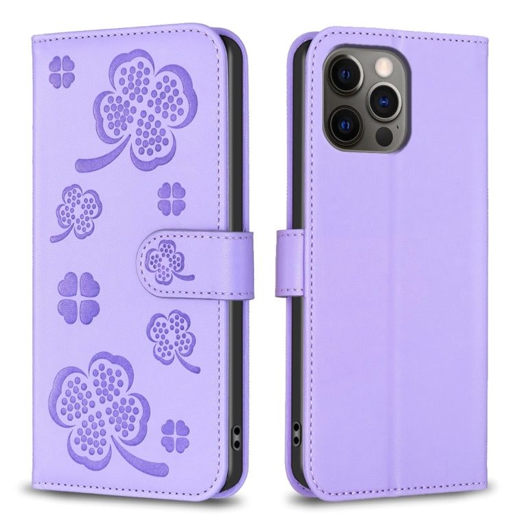 Four-leaf Embossed Leather Phone Case