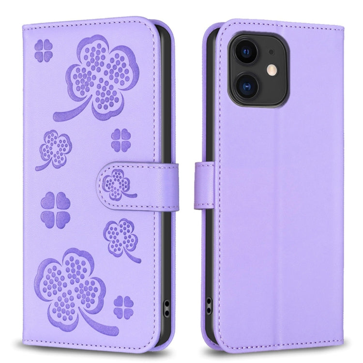 Four-leaf Embossed Leather Phone Case