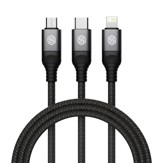 Nillkin Swift Pro 1m 3 in 1 USB to 8 Pin + Type-C + Micro USB Fast Charging Cable