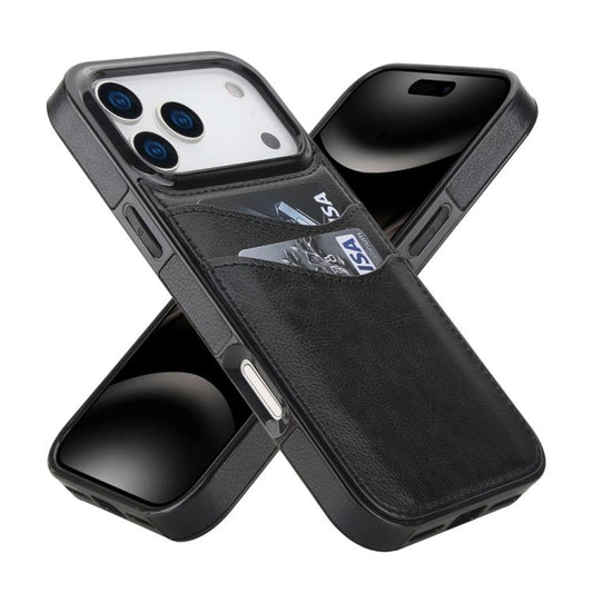 Litchi Leather Skin Card Slots Phone Case