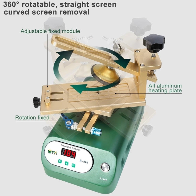 BEST B-918A 7 inch 110V Vacuum Pump LCD Screen Rotary Heating Platform Separator, EU Plug