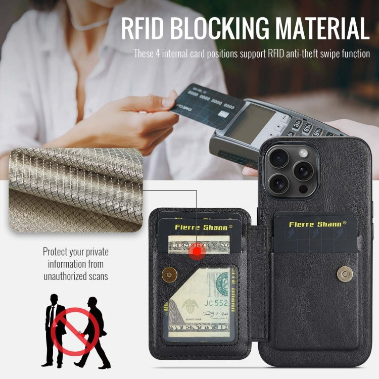Fierre Shann Oil Wax Cow Leather Card Holder Back Phone Case