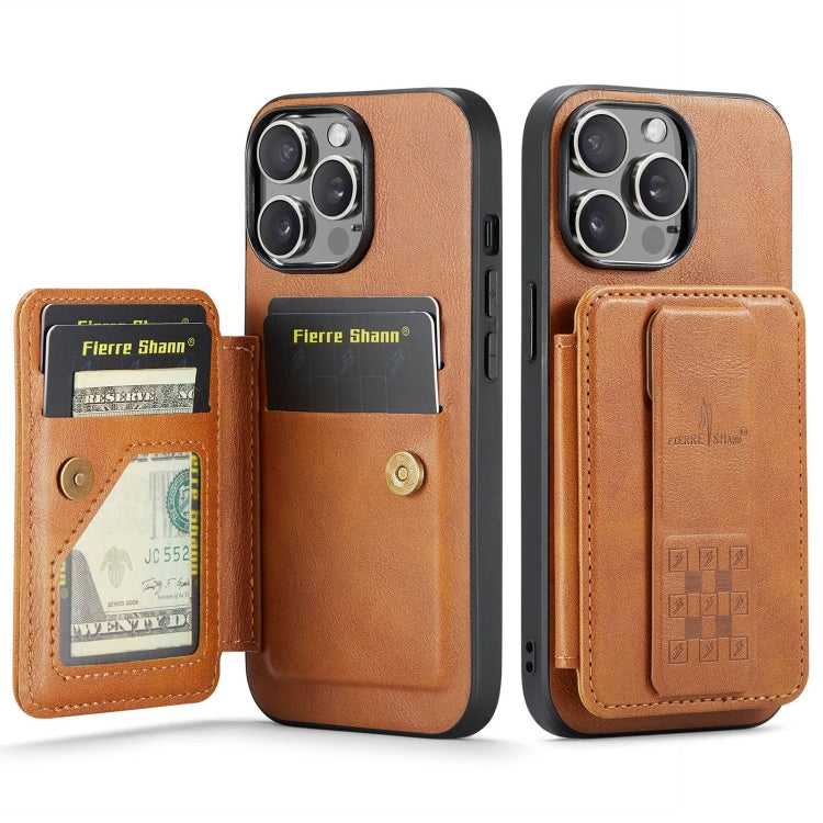 Fierre Shann Oil Wax Cow Leather Card Holder Back Phone Case