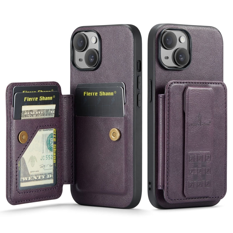 Fierre Shann Oil Wax Cow Leather Card Holder Back Phone Case