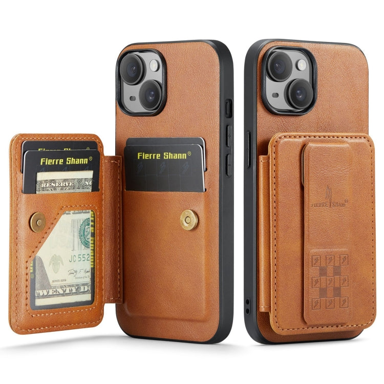 Fierre Shann Oil Wax Cow Leather Card Holder Back Phone Case