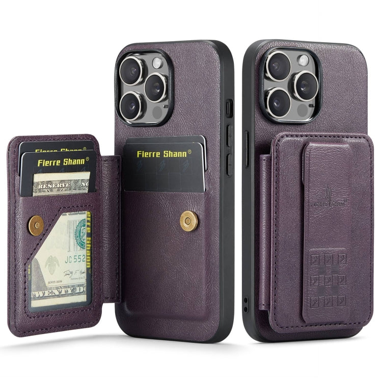 Fierre Shann Oil Wax Cow Leather Card Holder Back Phone Case