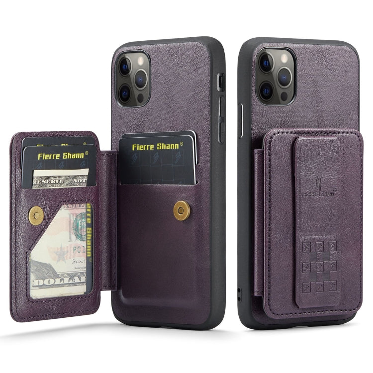 Fierre Shann Oil Wax Cow Leather Card Holder Back Phone Case