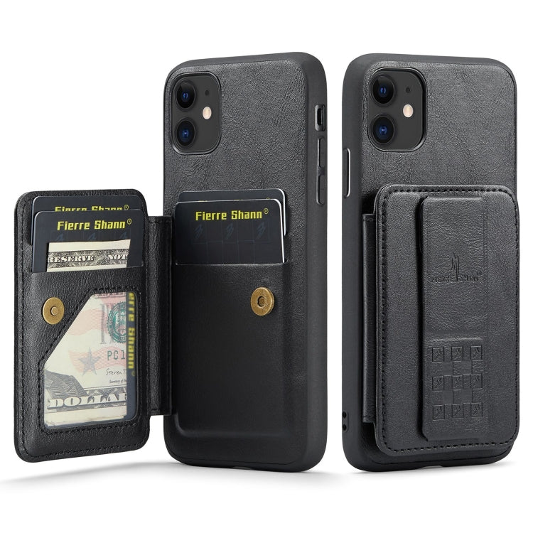Fierre Shann Oil Wax Cow Leather Card Holder Back Phone Case