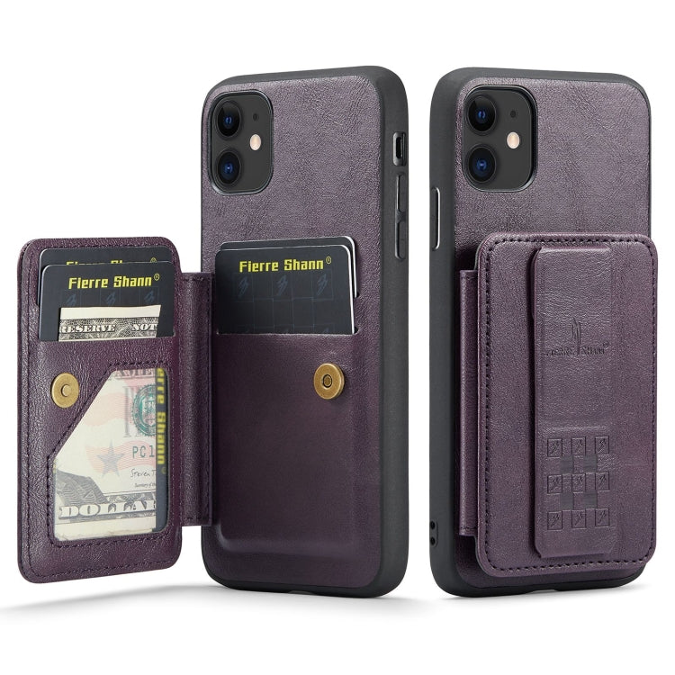 Fierre Shann Oil Wax Cow Leather Card Holder Back Phone Case
