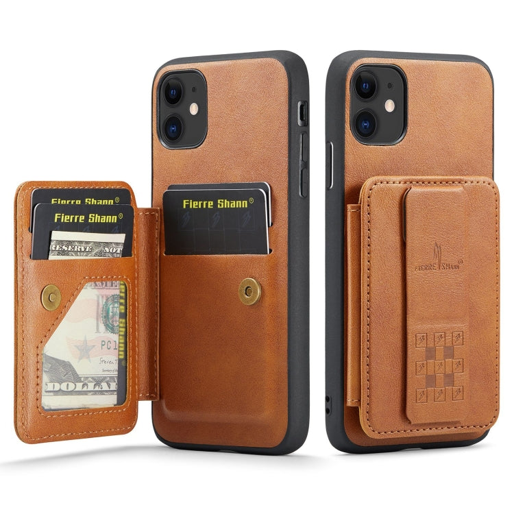 Fierre Shann Oil Wax Cow Leather Card Holder Back Phone Case