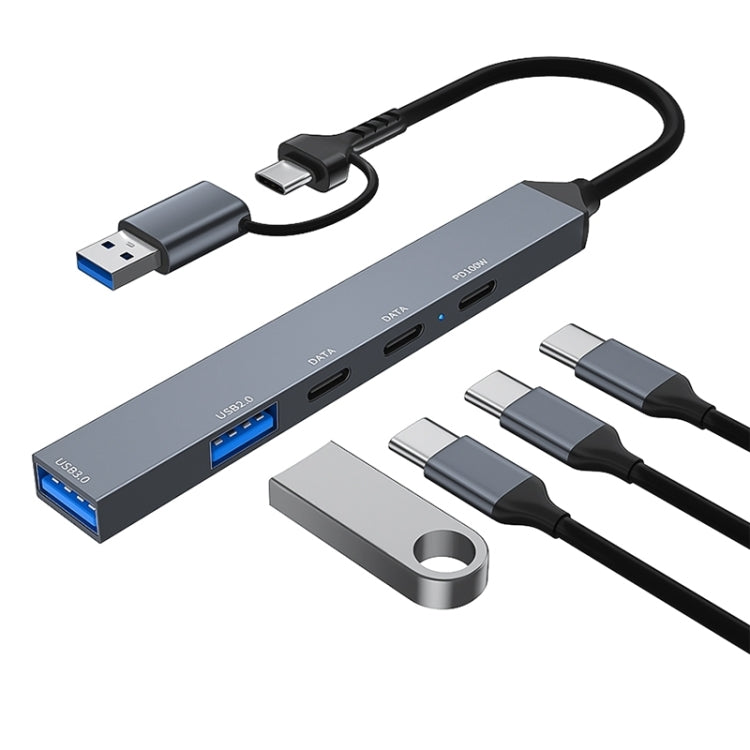ADS-809D 5 in 1 USB + Type-C to PD100W + USB3.0/2.0 + Type-C HUB Docking Station, ADS-809D