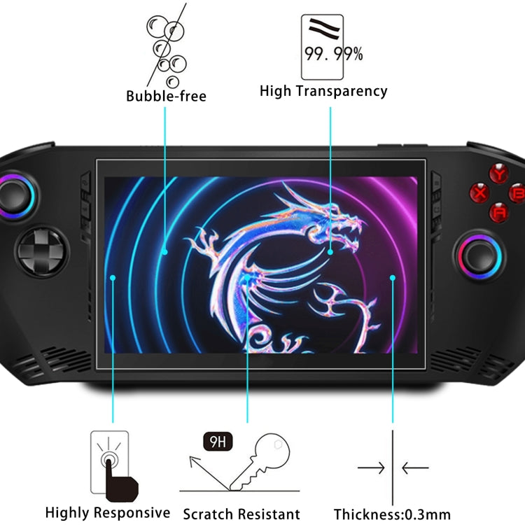 2pcs 9H 0.3mm Explosion-proof Tempered Glass Film, For MSI Claw 7 inch Game Console