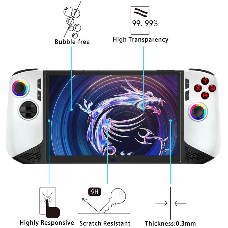 2pcs 9H 0.3mm Explosion-proof Tempered Glass Film, For MSI Claw 8 AI+, For MSI Claw 7 inch Game Console