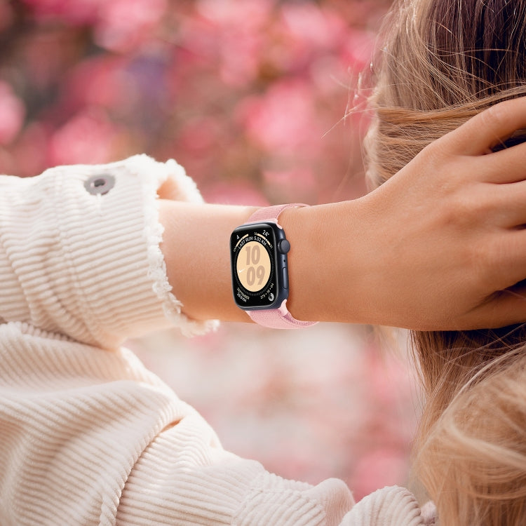 Carbon Fiber Texture Snap Buckle Nylon Watch Band, For Apple Watch Series 7 41mm, For Apple Watch Series 7 45mm, For Apple Watch SE 40mm, For Apple Watch SE 44mm, For Apple Watch Series 6 40mm, For Apple Watch Series 6 44mm