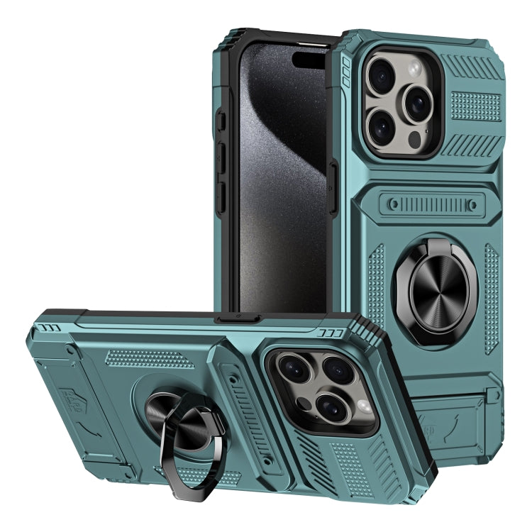 TPU+PC Shockproof Card Phone Case with Metal Ring Holder, For iPhone 18 Pro / 17 Pro, For iPhone 18 Pro Max / 17 Pro Max, For iPhone 17, For iPhone 17 Air, For iPhone 16 Pro Max, For iPhone 16 Pro, For iPhone 16 Plus, For iPhone 16, For iPhone 15 Pro M...