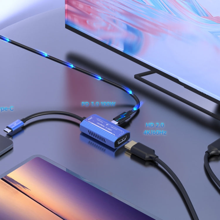 V278 4K 60Hz USB-C/Type-C to HDMI+USB-C/Type-C Video Adapter Cable, V278