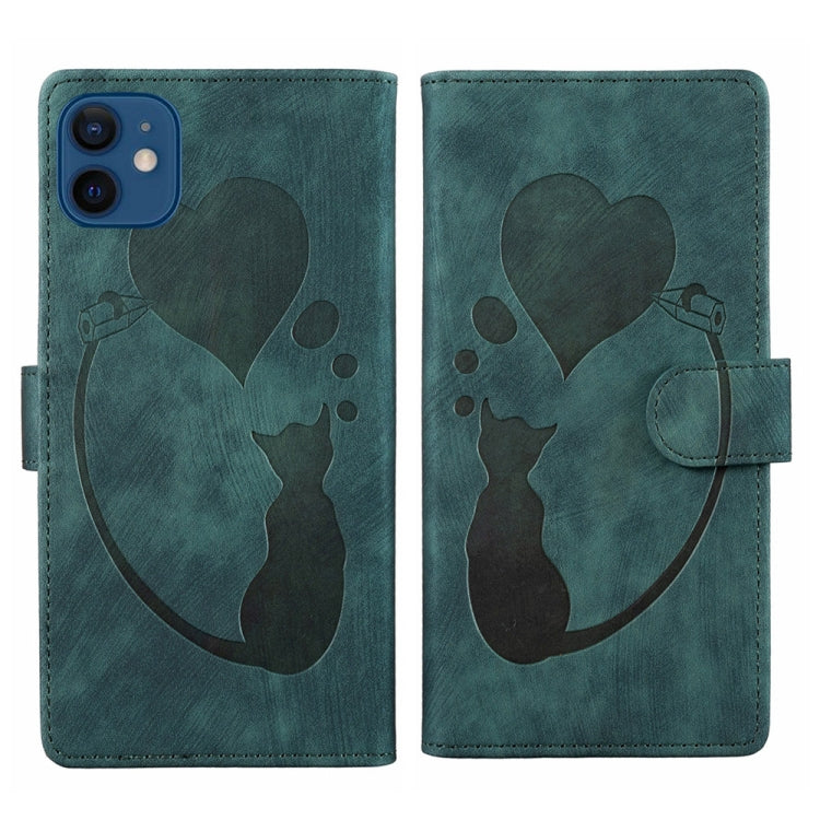 Pen Heart Cat Embossed Leather Phone Case