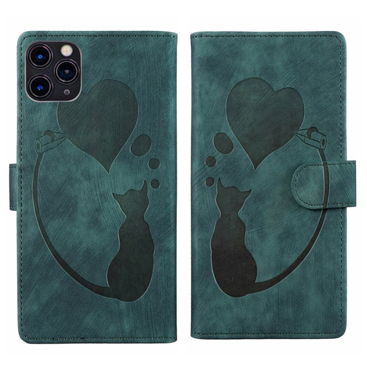 Pen Heart Cat Embossed Leather Phone Case