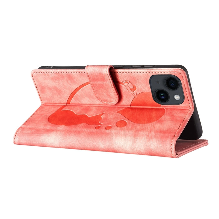 Pen Heart Cat Embossed Leather Phone Case