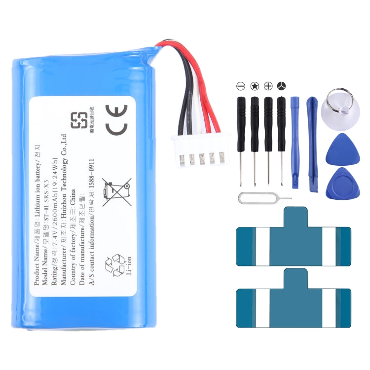 Batterie de remplacement pour Sony SRS-X3, SRS-XB2, SRS-XB20 (2 600 mAh), pour Sony SRS-X30/XB3/XB30/XB43 (ID659, ID659B, 5 200 mAh), pour Sony SRS-X33 (ST-03, 2 700 mAh)