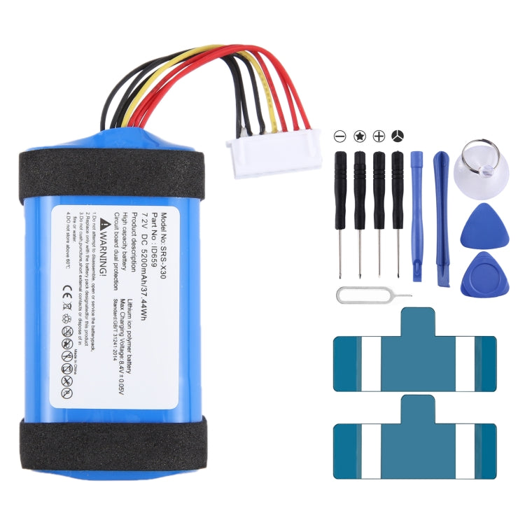 Batterie de remplacement pour Sony SRS-X3, SRS-XB2, SRS-XB20 (2 600 mAh), pour Sony SRS-X30/XB3/XB30/XB43 (ID659, ID659B, 5 200 mAh), pour Sony SRS-X33 (ST-03, 2 700 mAh)