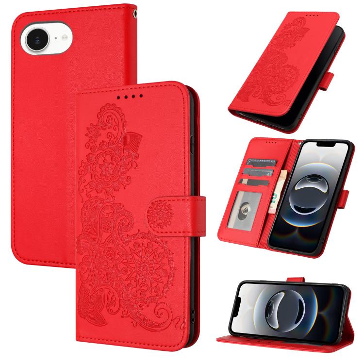 Datura Flower Embossed Flip Leather Phone Case