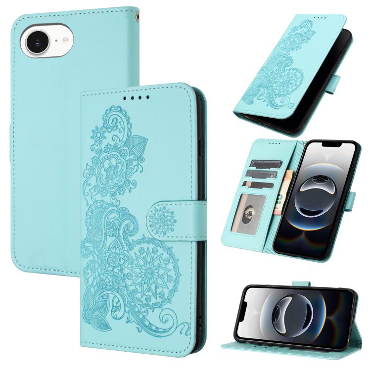 Datura Flower Embossed Flip Leather Phone Case