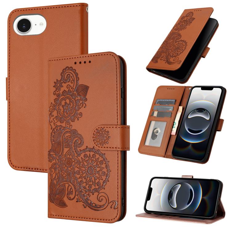 Datura Flower Embossed Flip Leather Phone Case