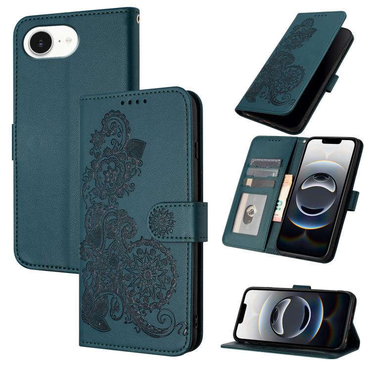 Datura Flower Embossed Flip Leather Phone Case
