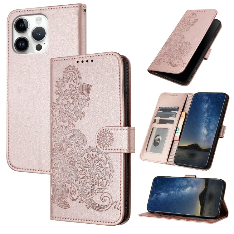 Datura Flower Embossed Flip Leather Phone Case