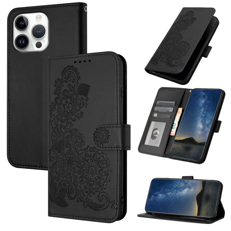 Datura Flower Embossed Flip Leather Phone Case