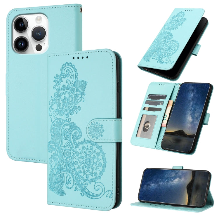 Datura Flower Embossed Flip Leather Phone Case