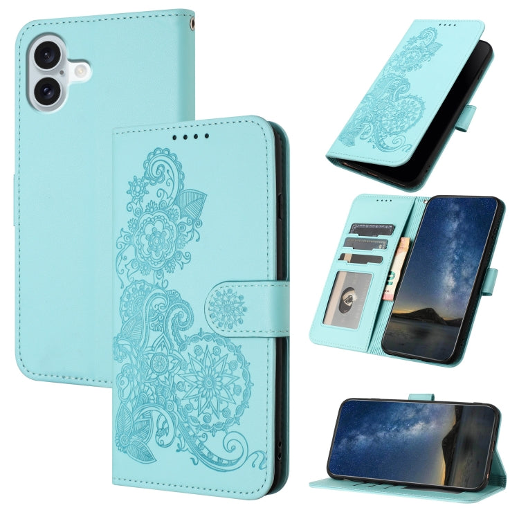 Datura Flower Embossed Flip Leather Phone Case