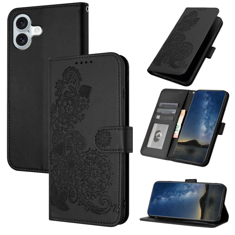 Datura Flower Embossed Flip Leather Phone Case