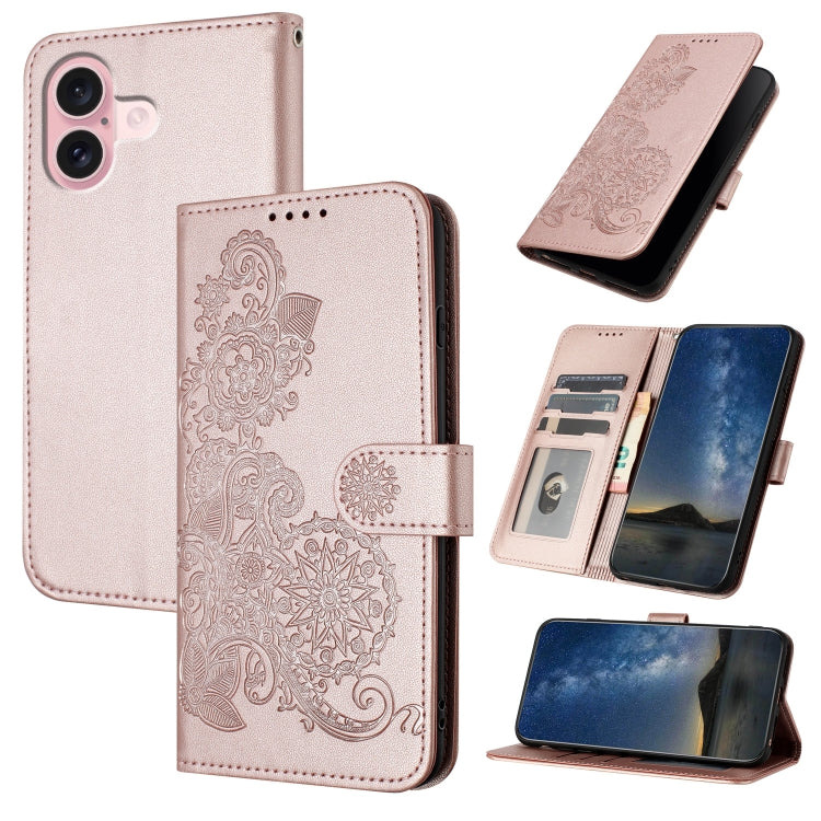 Datura Flower Embossed Flip Leather Phone Case
