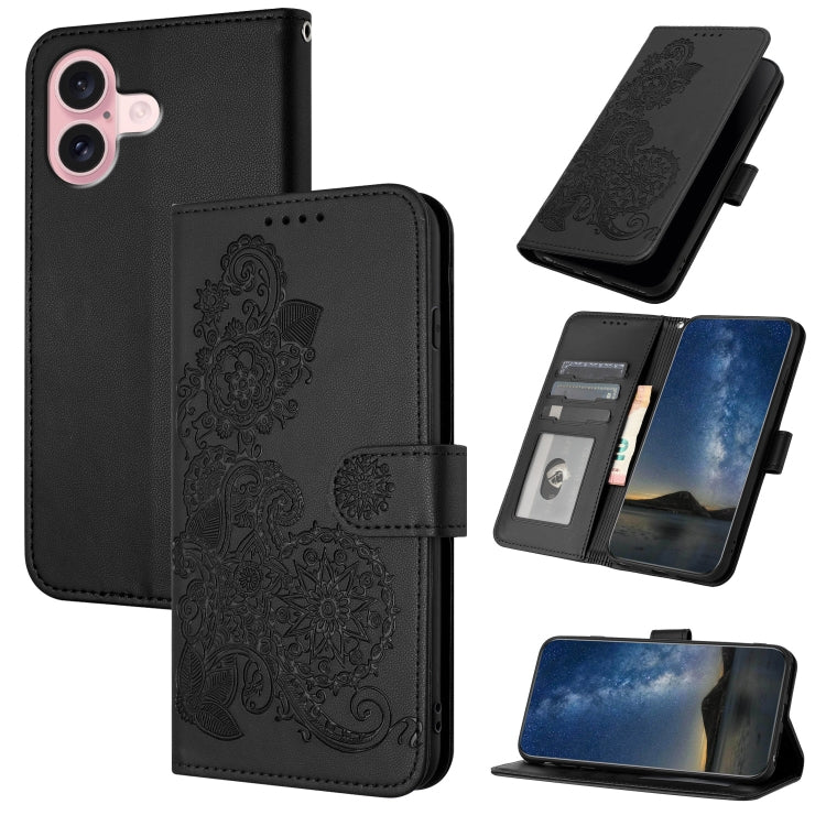 Datura Flower Embossed Flip Leather Phone Case