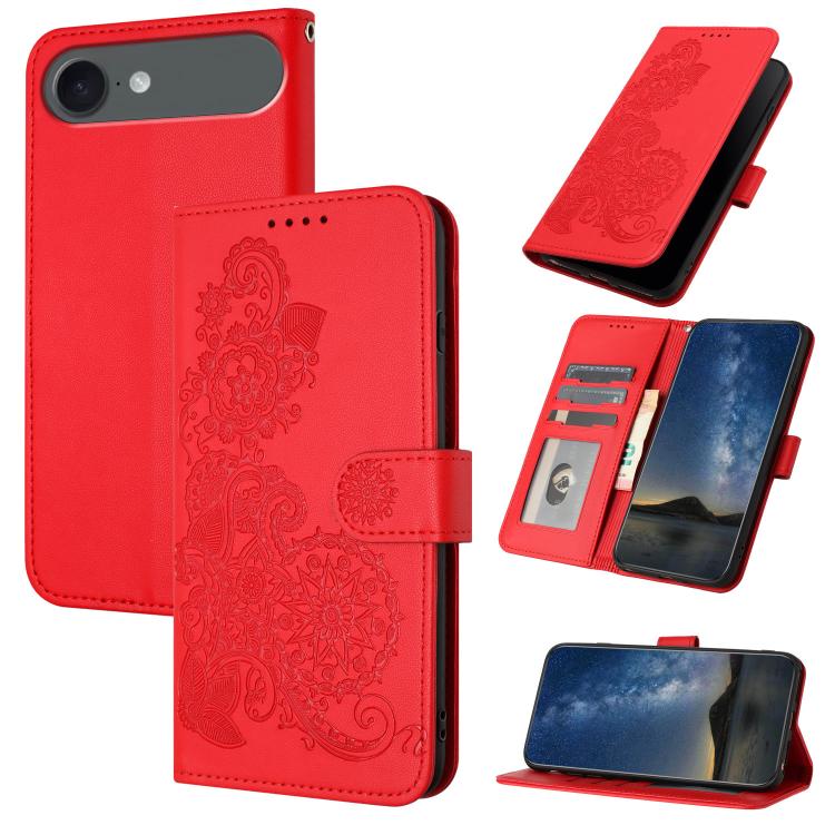 Datura Flower Embossed Flip Leather Phone Case