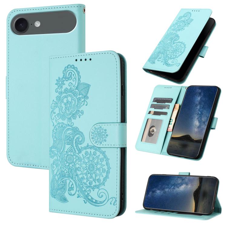 Datura Flower Embossed Flip Leather Phone Case