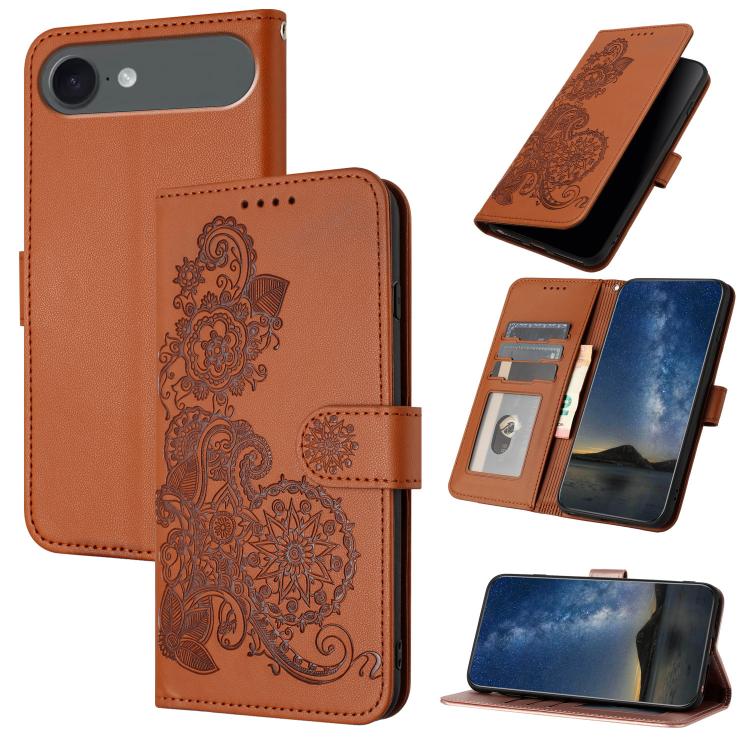 Datura Flower Embossed Flip Leather Phone Case