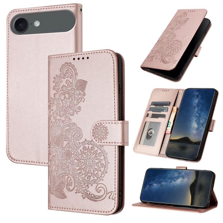 Datura Flower Embossed Flip Leather Phone Case