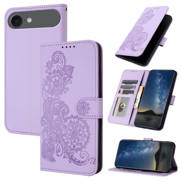 Datura Flower Embossed Flip Leather Phone Case