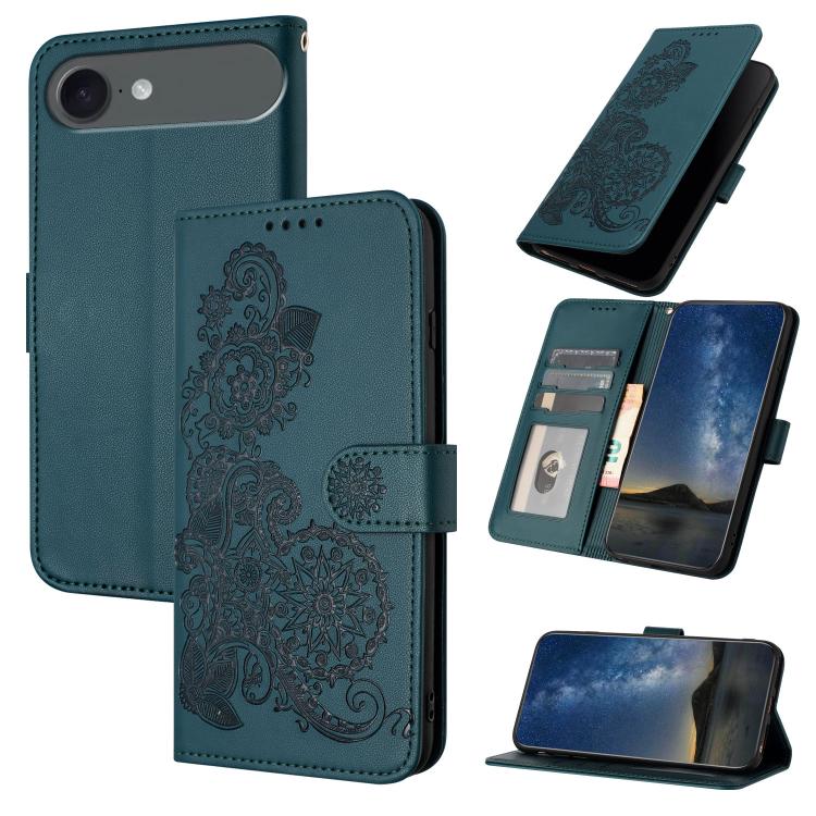Datura Flower Embossed Flip Leather Phone Case