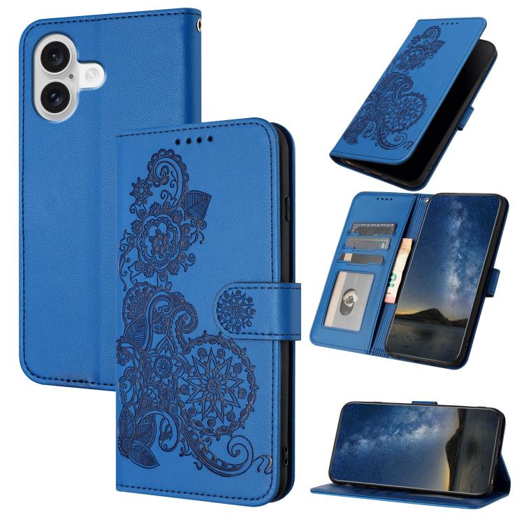 Datura Flower Embossed Flip Leather Phone Case