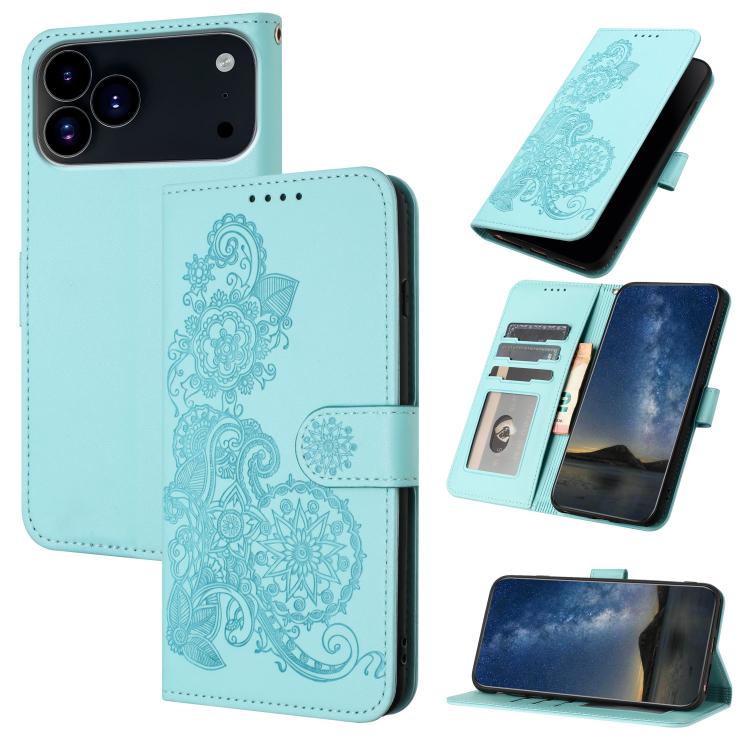 Datura Flower Embossed Flip Leather Phone Case