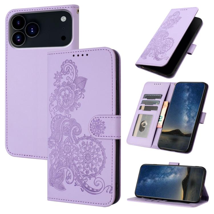 Datura Flower Embossed Flip Leather Phone Case