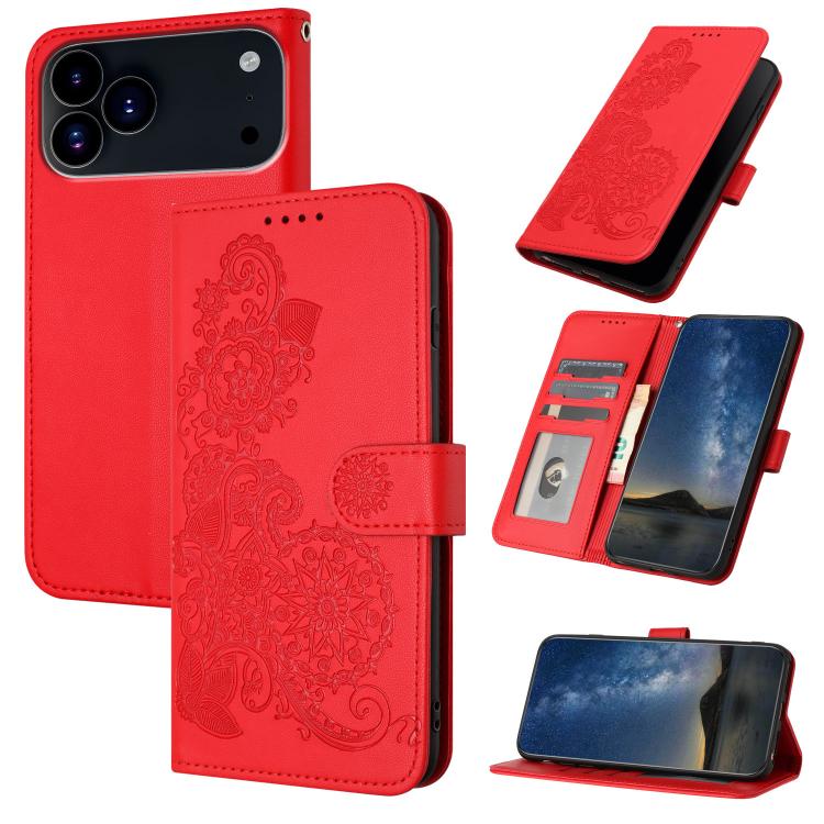 Datura Flower Embossed Flip Leather Phone Case