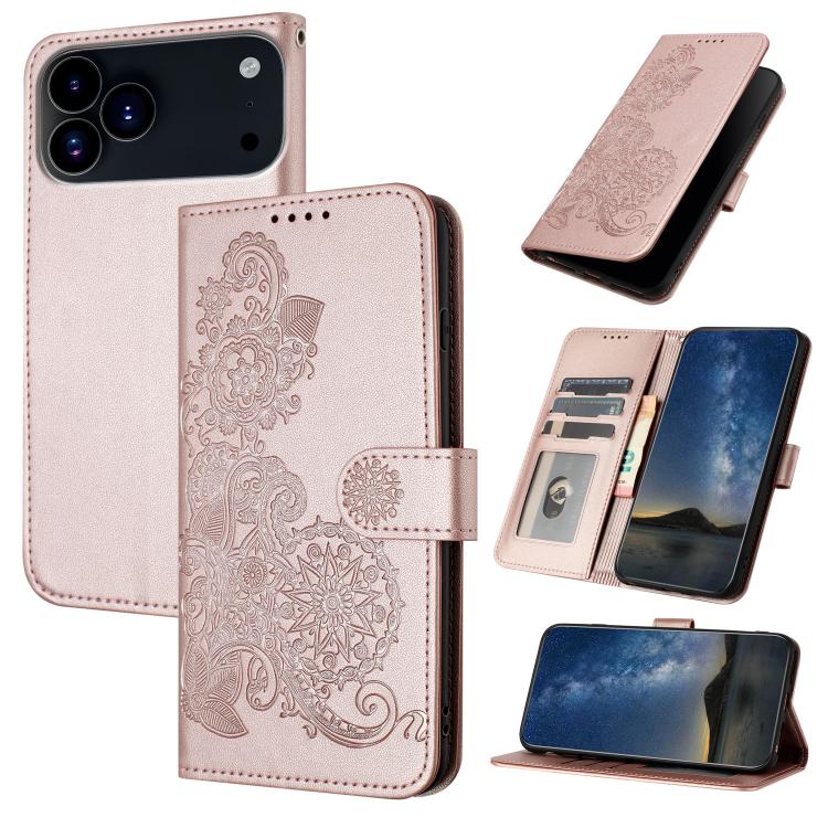 Datura Flower Embossed Flip Leather Phone Case