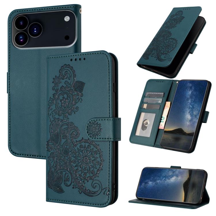 Datura Flower Embossed Flip Leather Phone Case